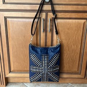 Navy Blue Vegan Leather Bling Crossbody/Shoulder Bag